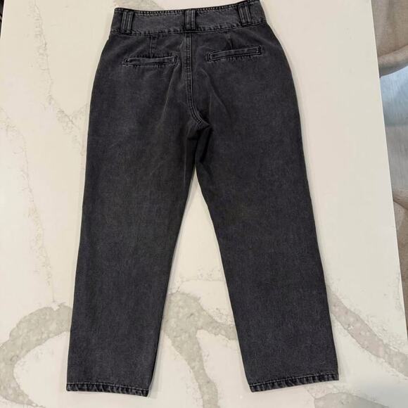 Forever 21 Front Seam Utility High Rise Mom Jeans Womens 29 Black Dark Wash Edgy - Picture 6 of 8